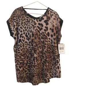With Love Women's Top Animal  Print Sz L